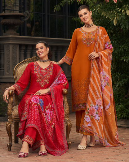 Women's 3-Piece Kurta Set with Palazzo & Dupatta