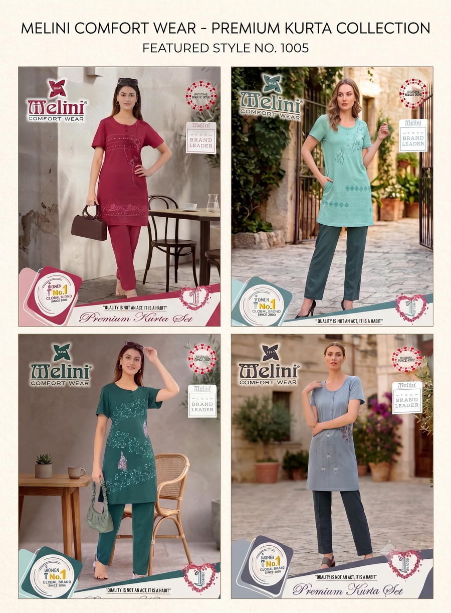MELINI NIGHT SUIT EMBROIDED [LONG]