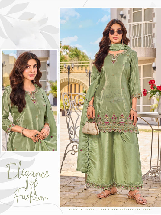 Sage Green Embroidered Kurta Set