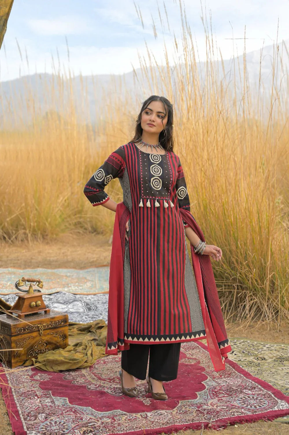 Premium Cotton Printed Kurta Set with Dupatta (M–2XL)
