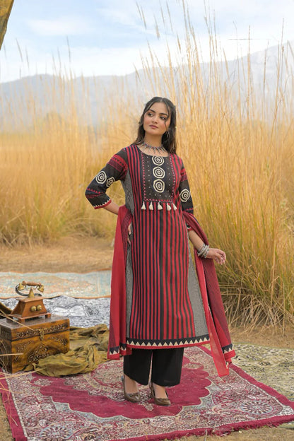 Premium Cotton Printed Kurta Set with Dupatta (M–2XL)