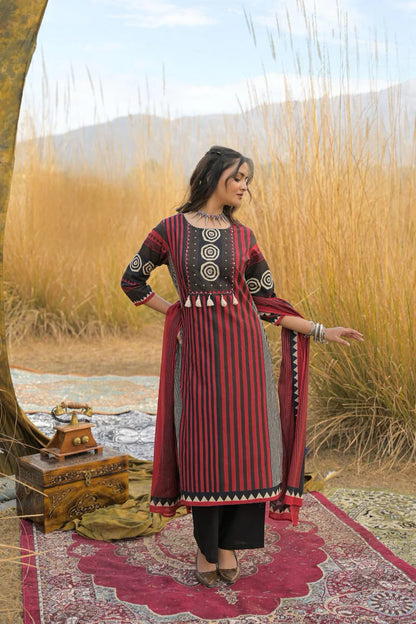 Premium Cotton Printed Kurta Set with Dupatta (M–2XL)