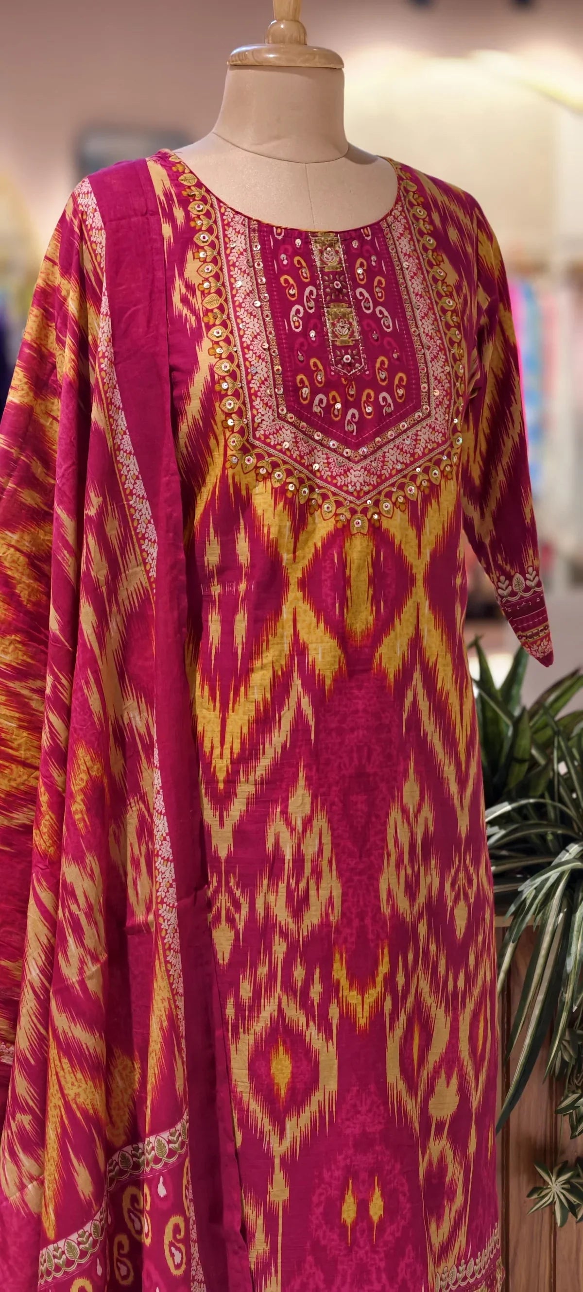 Premium Cotton Printed Kurta Set with Dupatta (M–2XL)