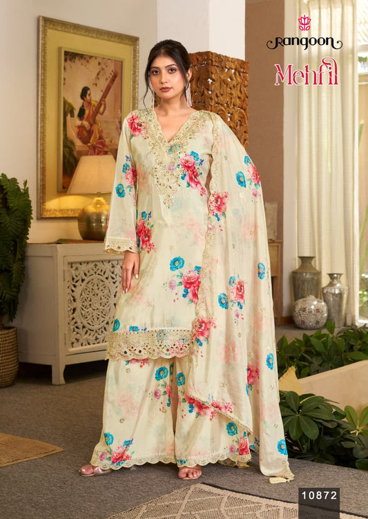 Women's 3-Piece Kurta Set with Palazzo & Dupatta