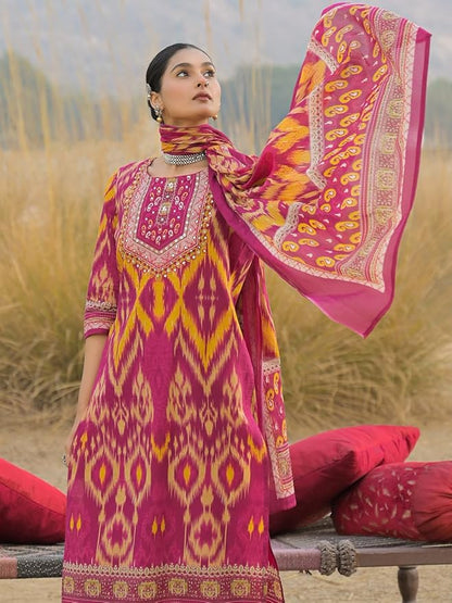 Women's 3-Piece Kurta Set with Palazzo & Dupatta