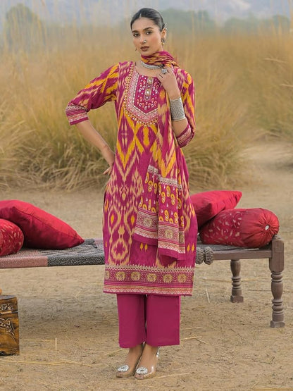 Women's 3-Piece Kurta Set with Palazzo & Dupatta