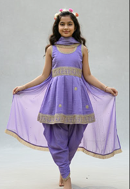 Girls' Embroidered Kurta & Palazzo Set