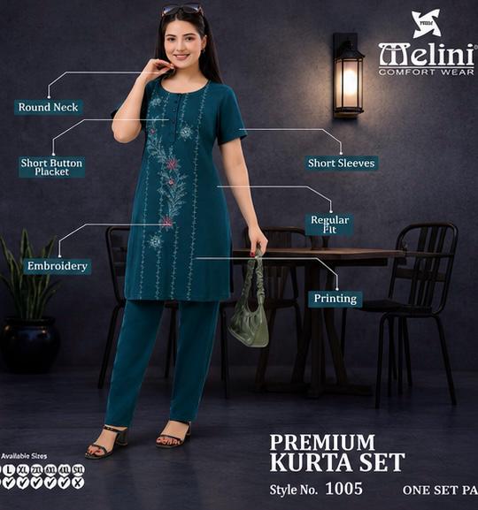 MELINI NIGHT SUIT EMBROIDED [LONG]