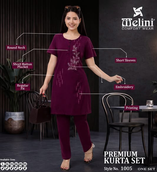 MELINI NIGHT SUIT EMBROIDED [LONG]