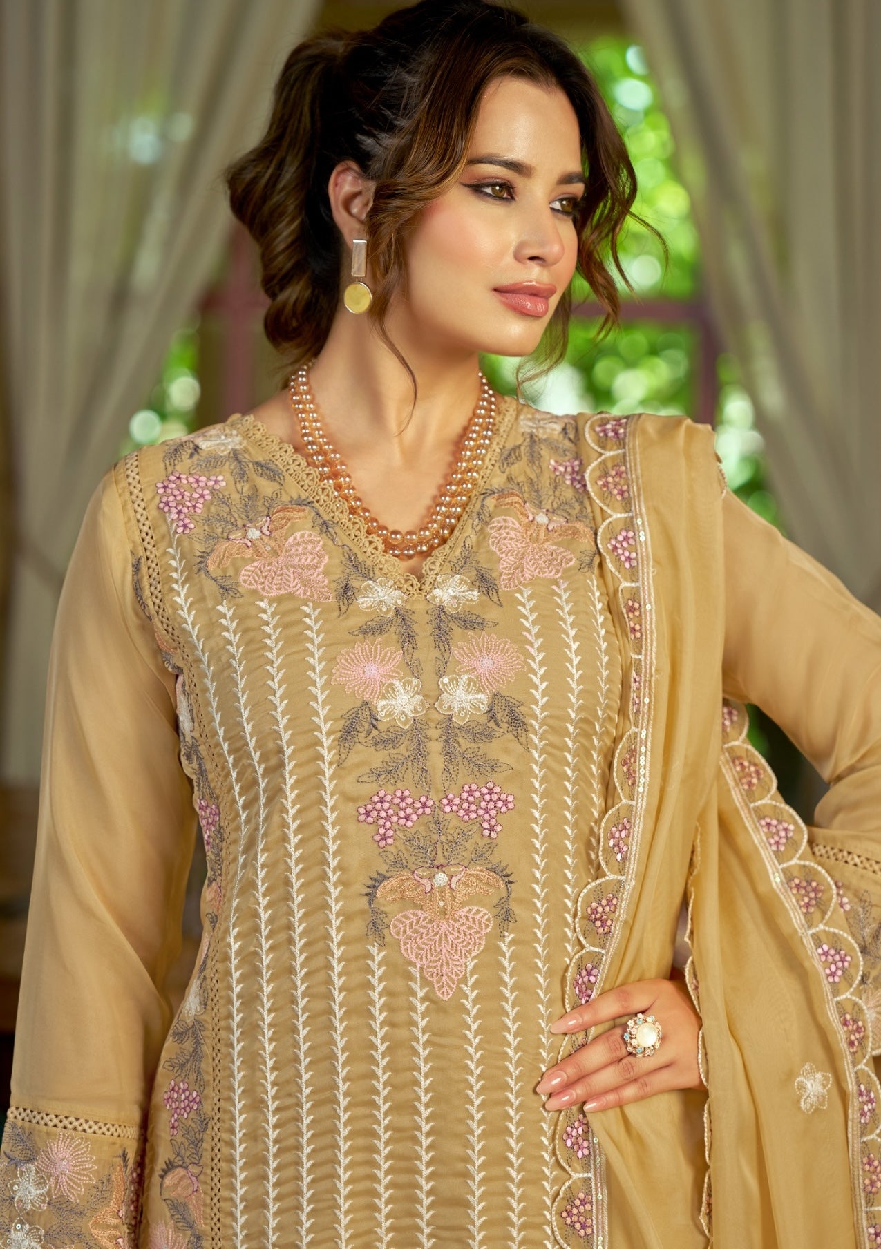 Women's 3-Piece Kurta Set with Palazzo & Dupatta