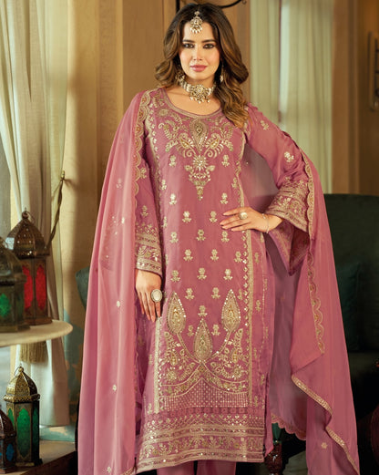 Women's 3-Piece Kurta Set with Palazzo & Dupatta