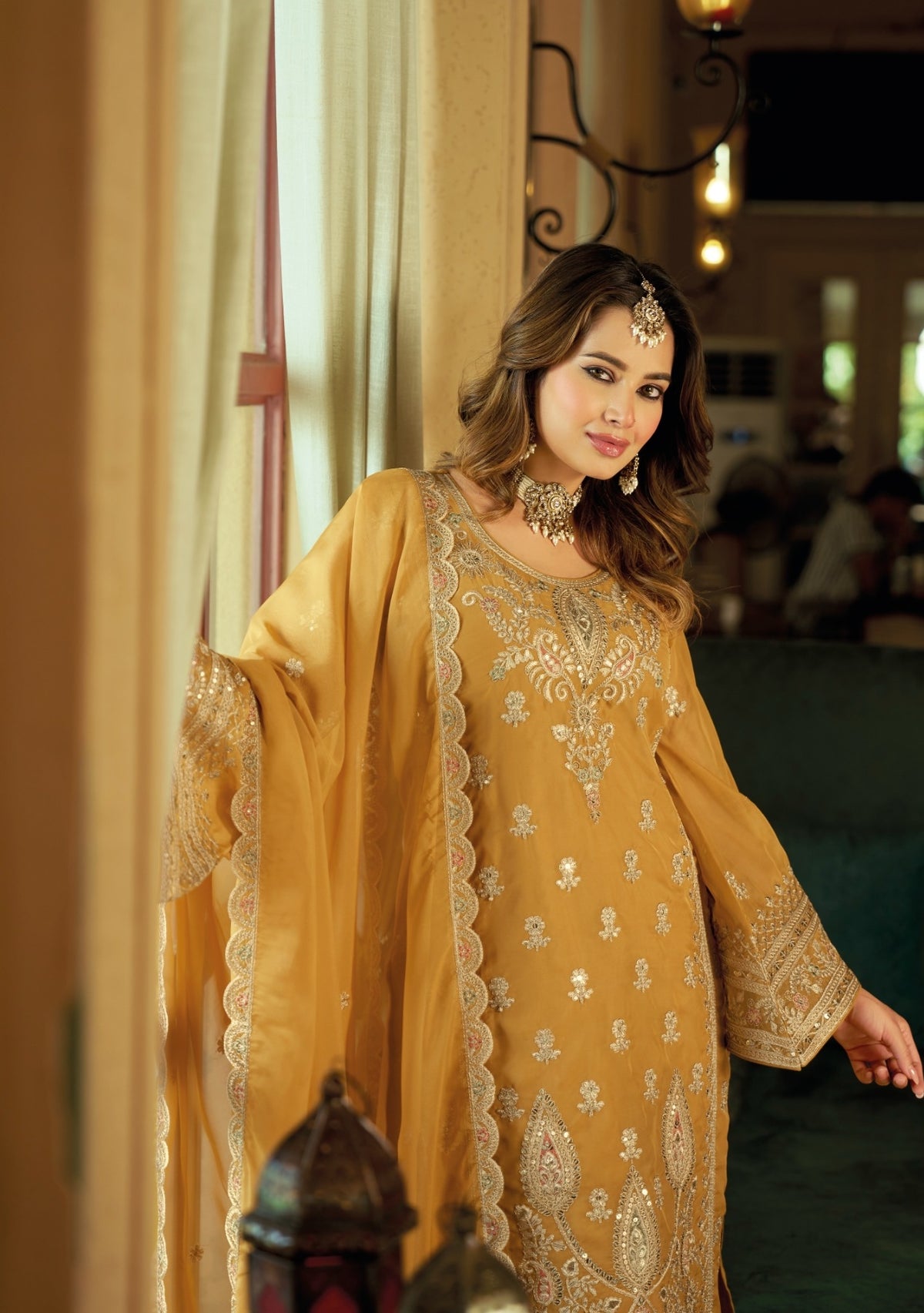 Women's 3-Piece Kurta Set with Palazzo & Dupatta