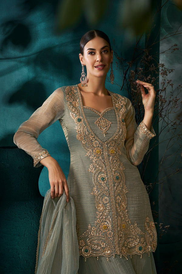 Women's 3-Piece Kurta Set with Palazzo & Dupatta