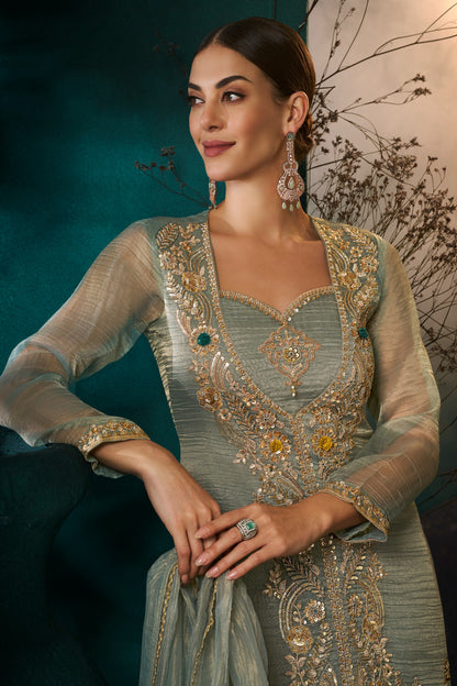 Women's 3-Piece Kurta Set with Palazzo & Dupatta