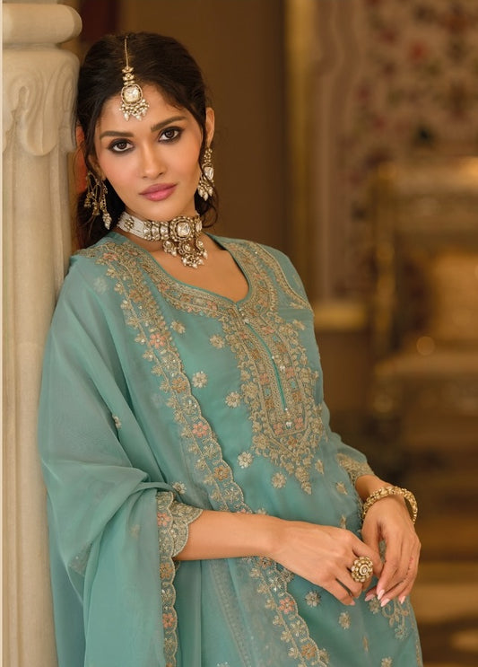 Women's 3-Piece Kurta Set with Palazzo & Dupatta