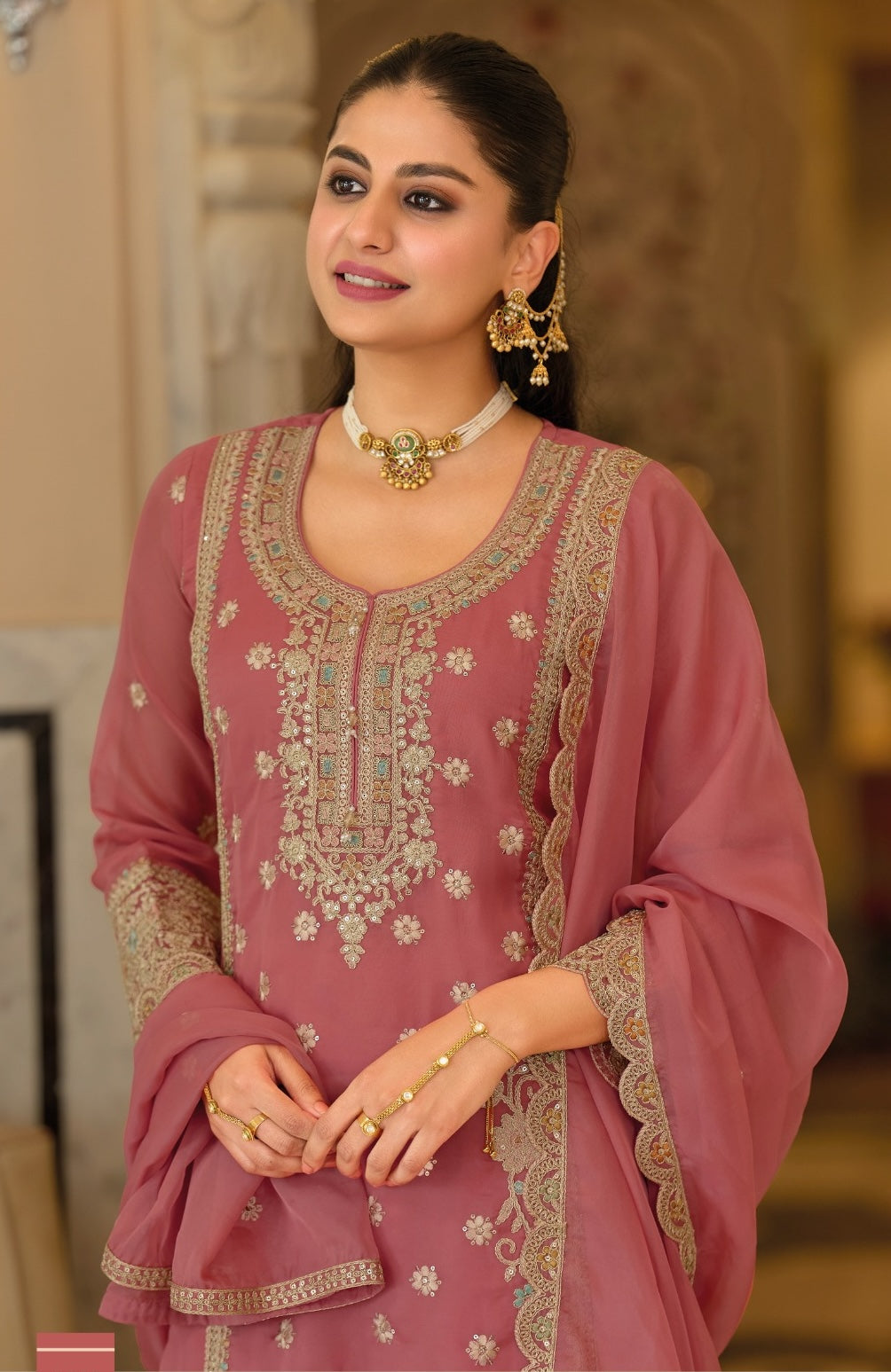 Women's 3-Piece Kurta Set with Palazzo & Dupatta