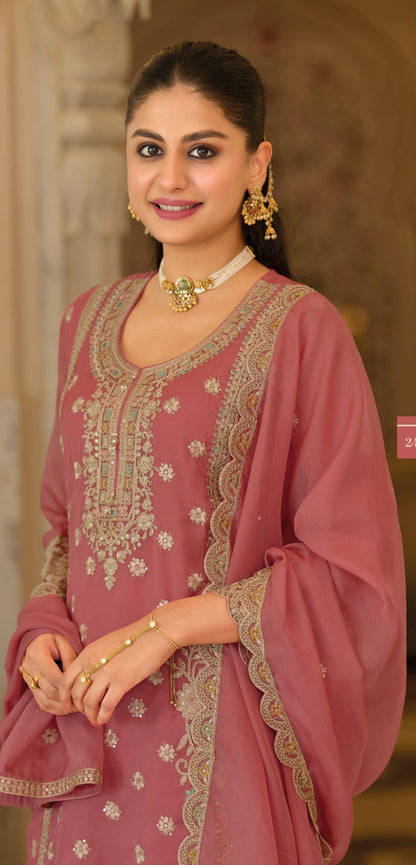 Women's 3-Piece Kurta Set with Palazzo & Dupatta
