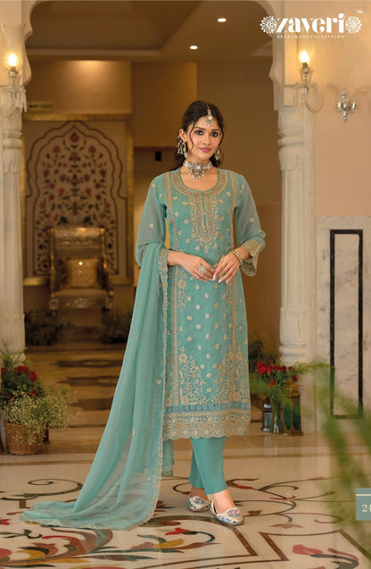 Women's 3-Piece Kurta Set with Palazzo & Dupatta
