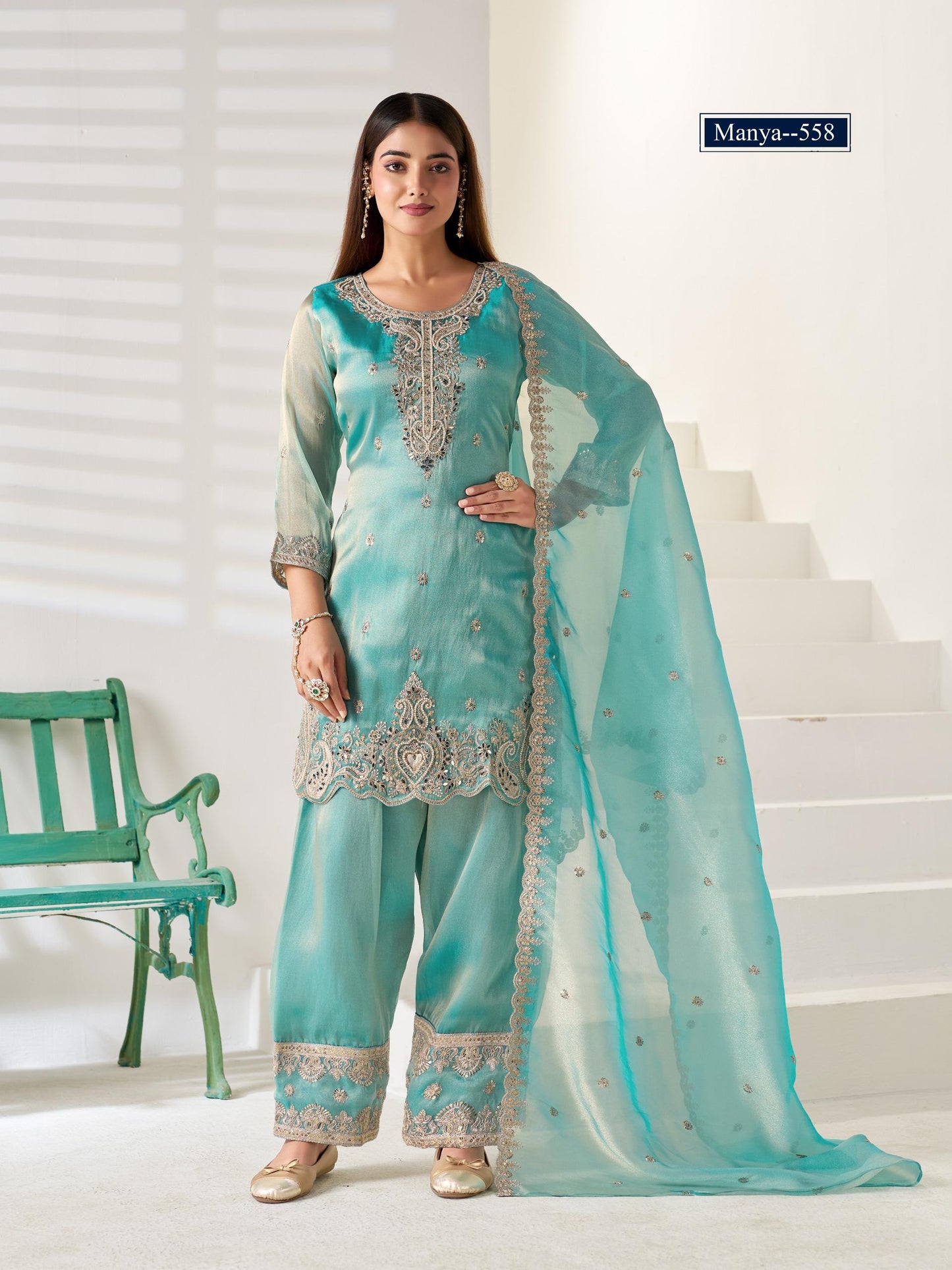 Women's Premium 3-Piece Kurta Set with Palazzo, Duppata