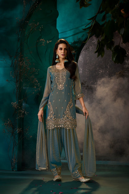 Women's Premium 3-Piece Kurta Set with Palazzo, Duppata