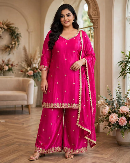 Women's 3-Piece Kurta Set with Palazzo, Duppata