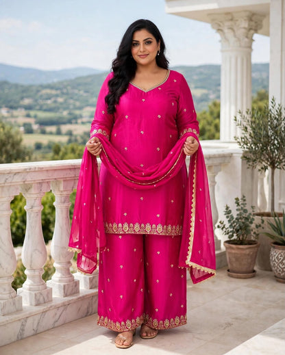 Women's 3-Piece Kurta Set with Palazzo, Duppata
