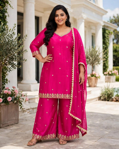 Women's 3-Piece Kurta Set with Palazzo, Duppata
