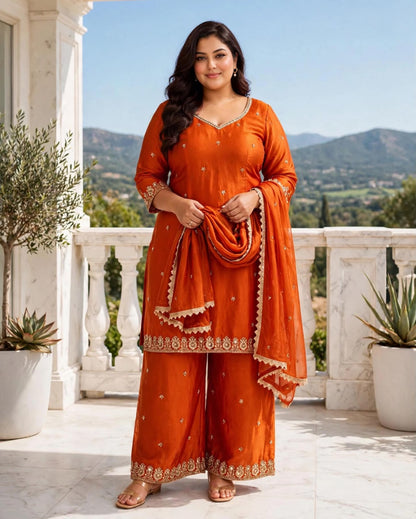 Women's 3-Piece Kurta Set with Palazzo, Duppata