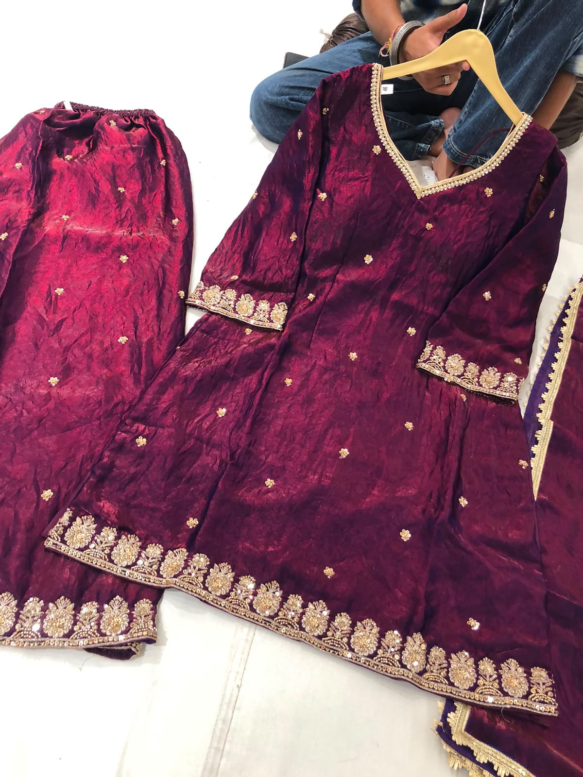 Women's 3-Piece Kurta Set with Palazzo, Duppata