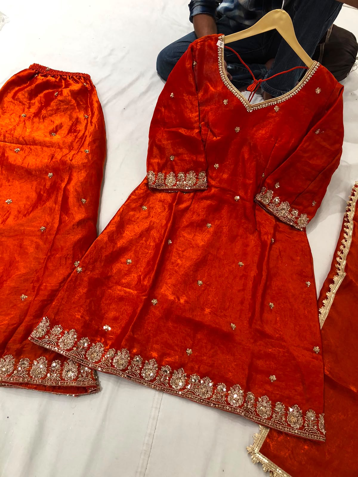 Women's 3-Piece Kurta Set with Palazzo, Duppata