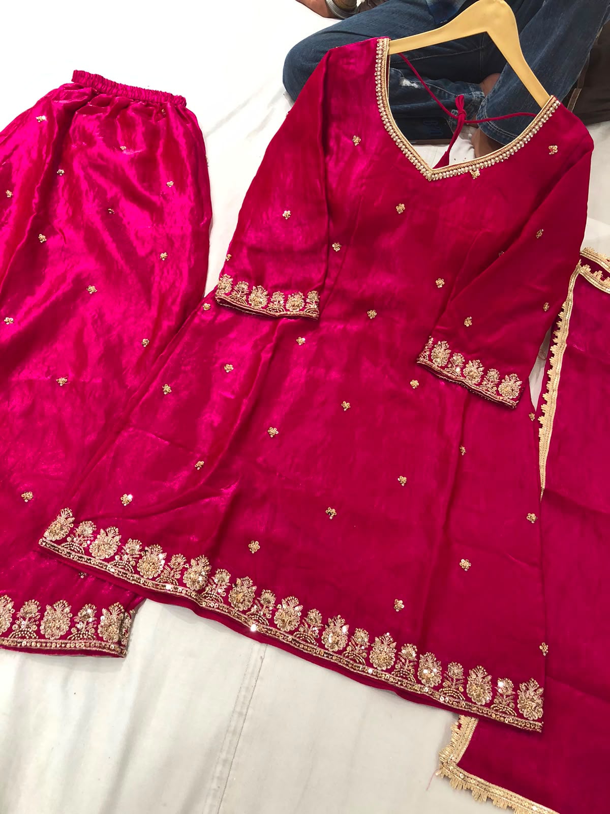 Women's 3-Piece Kurta Set with Palazzo, Duppata