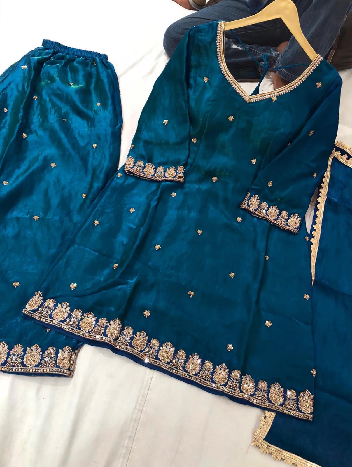 Women's 3-Piece Kurta Set with Palazzo, Duppata