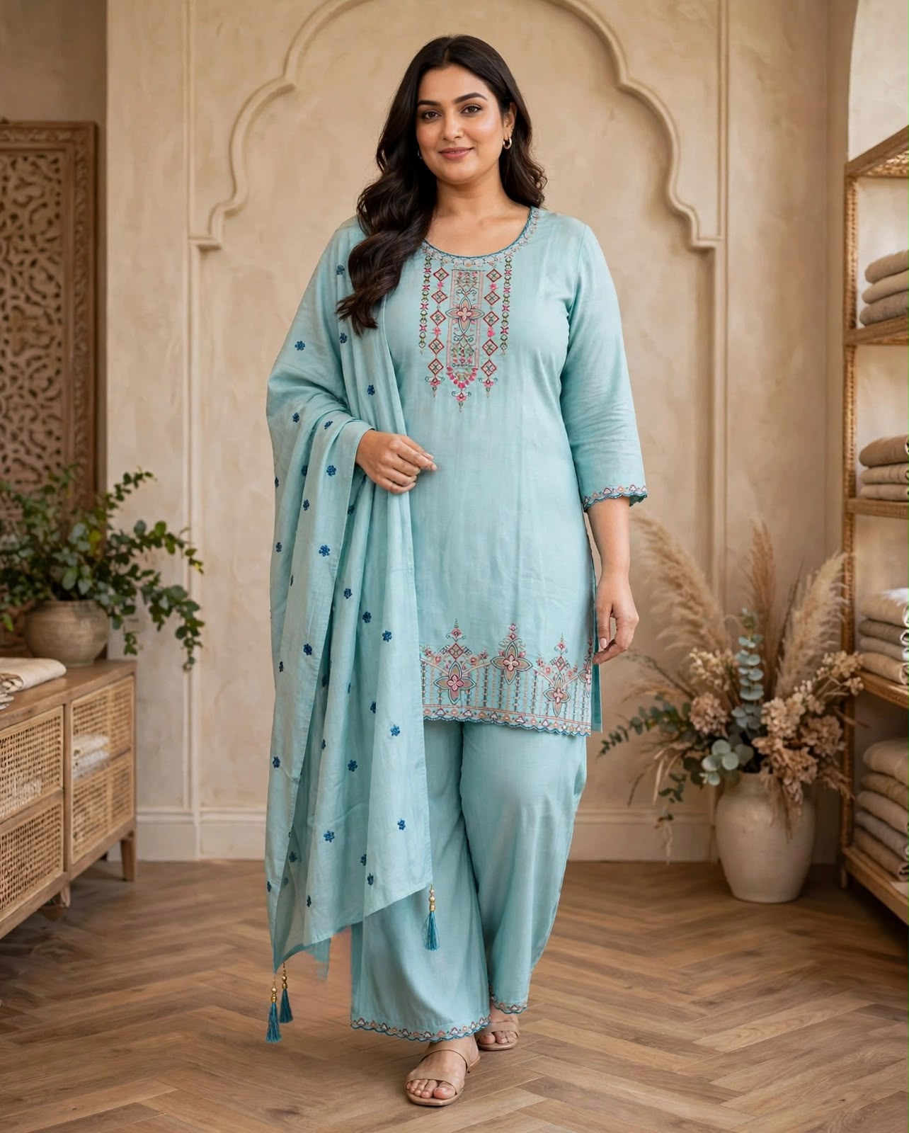 Women's Premium 3-Piece Kurta Set with Palazzo, Duppata