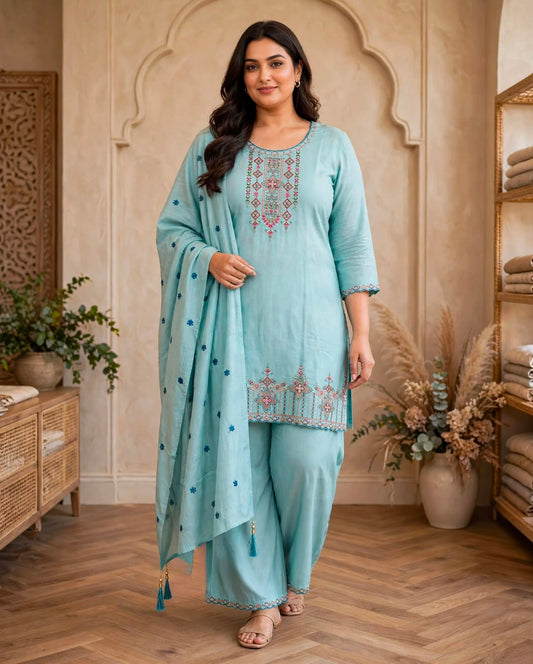 Women's Premium 3-Piece Kurta Set with Palazzo, Duppata