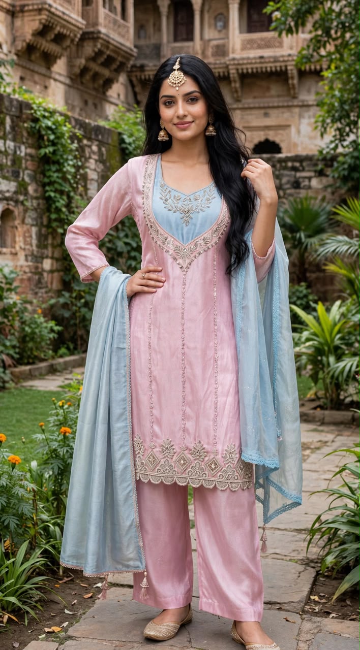Women's Premium 3-Piece Kurta Set with Palazzo, Duppata