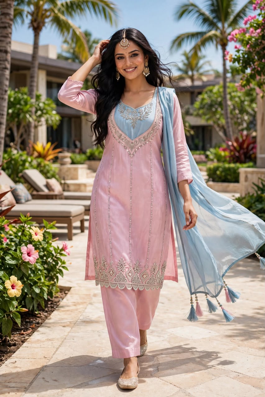 Women's Premium 3-Piece Kurta Set with Palazzo, Duppata