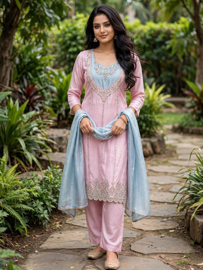 Women's Premium 3-Piece Kurta Set with Palazzo, Duppata