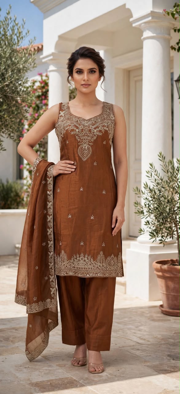 Women's 3-Piece Cut Sleeve Kurta Set with Palazzo, Duppata