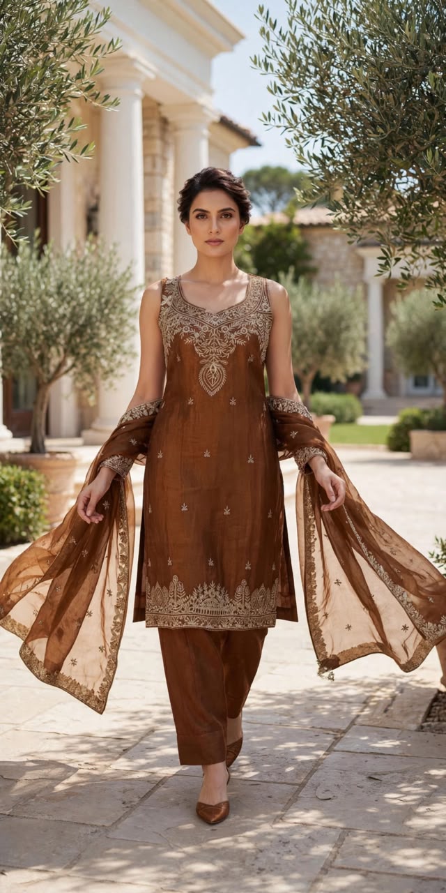 Women's 3-Piece Cut Sleeve Kurta Set with Palazzo, Duppata