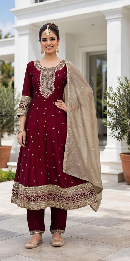 Women's Premium 3-Piece Kurta Set with Palazzo, Duppata