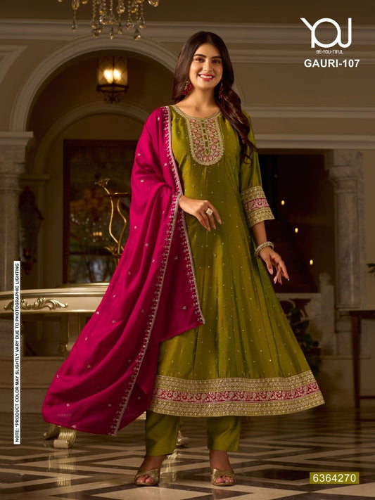 Women's 3-Piece Frock Kurta Set with Palazzo, Duppata
