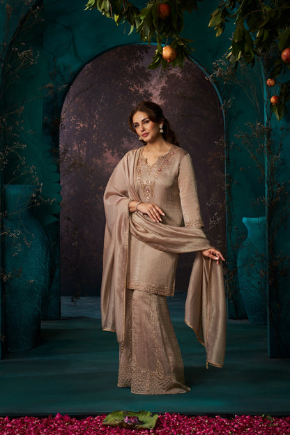 Women's 3-Piece Kurta Set with Palazzo & Dupatta