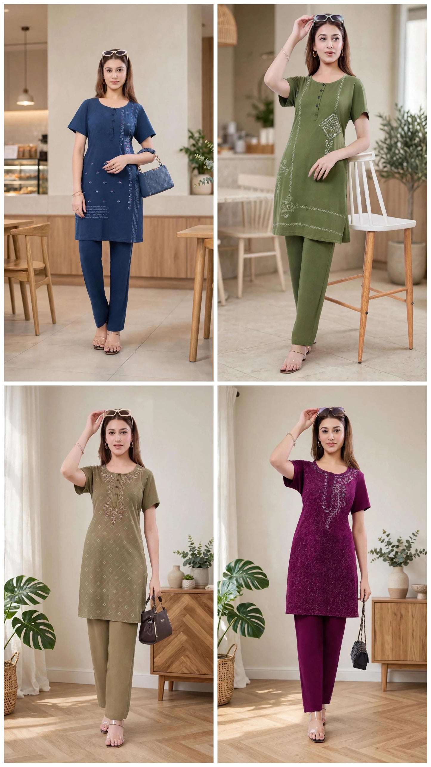 MELINI PREMIUM LONG EMBROIDED KURTA SET