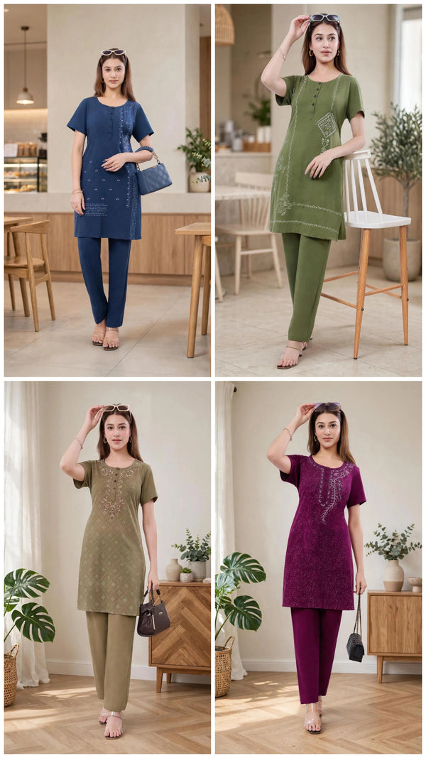 MELINI PREMIUM LONG EMBROIDED KURTA SET