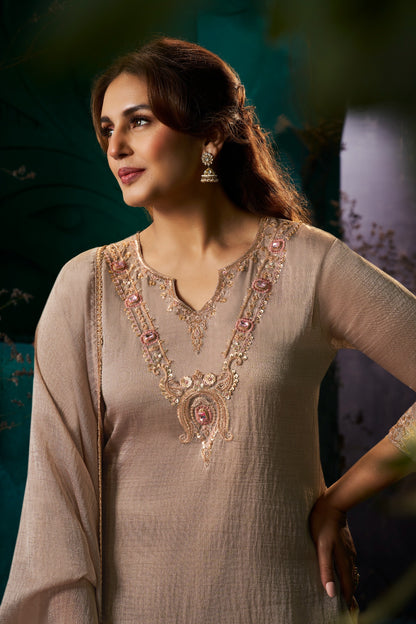 Women's 3-Piece Kurta Set with Palazzo & Dupatta