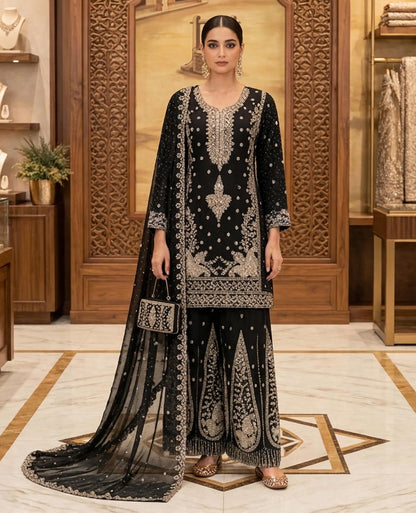 Women's 3-Piece Kurta Set with Palazzo & Dupatta