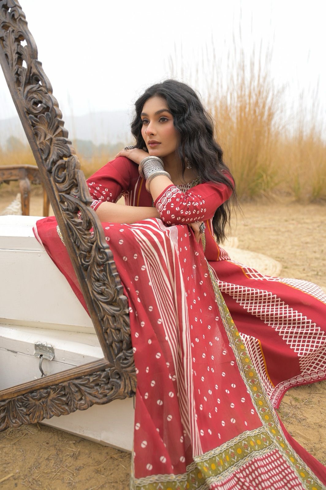 Premium Cotton Printed Kurta Set with Dupatta (M–2XL)