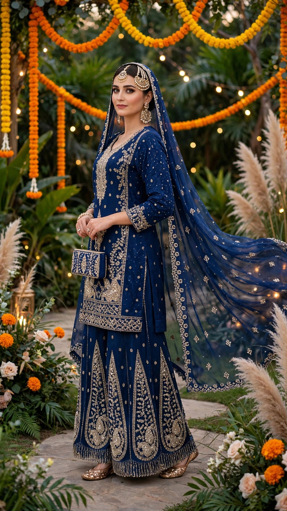 Women's 3-Piece Kurta Set with Palazzo & Dupatta