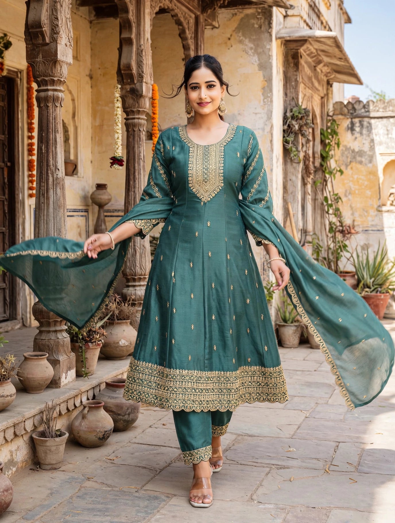 Women's Premium 3-Piece Kurta Set with Palazzo, Duppata