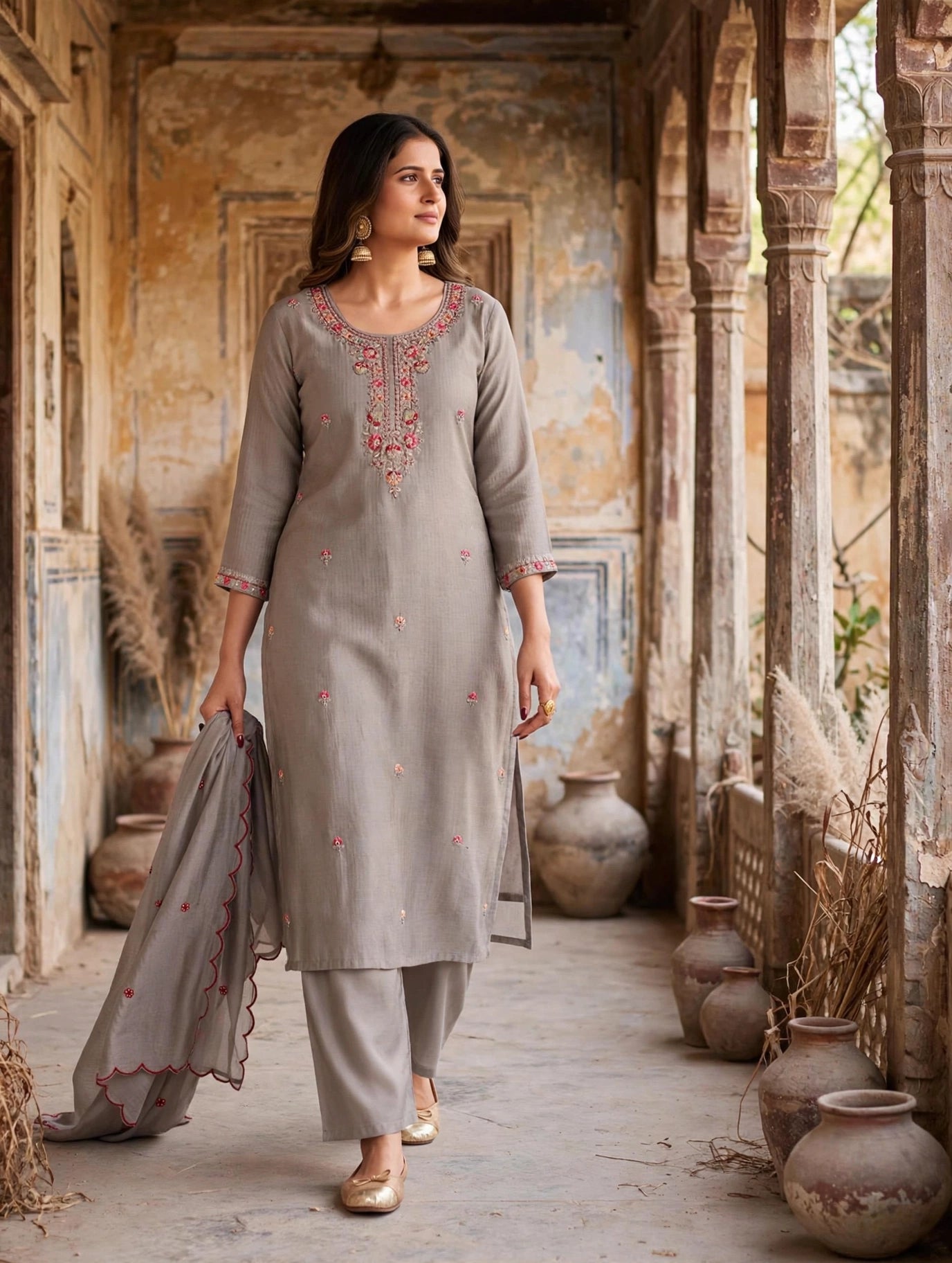 Women's Premium 3-Piece Kurta Set with Palazzo, Duppata